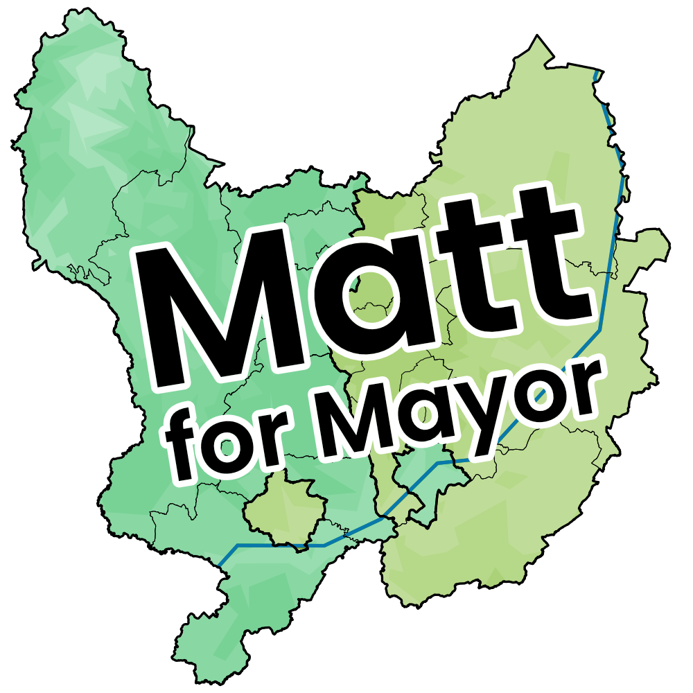 Matt For Mayor Logo showing the outline of Derbyshire and Nottinghamshire